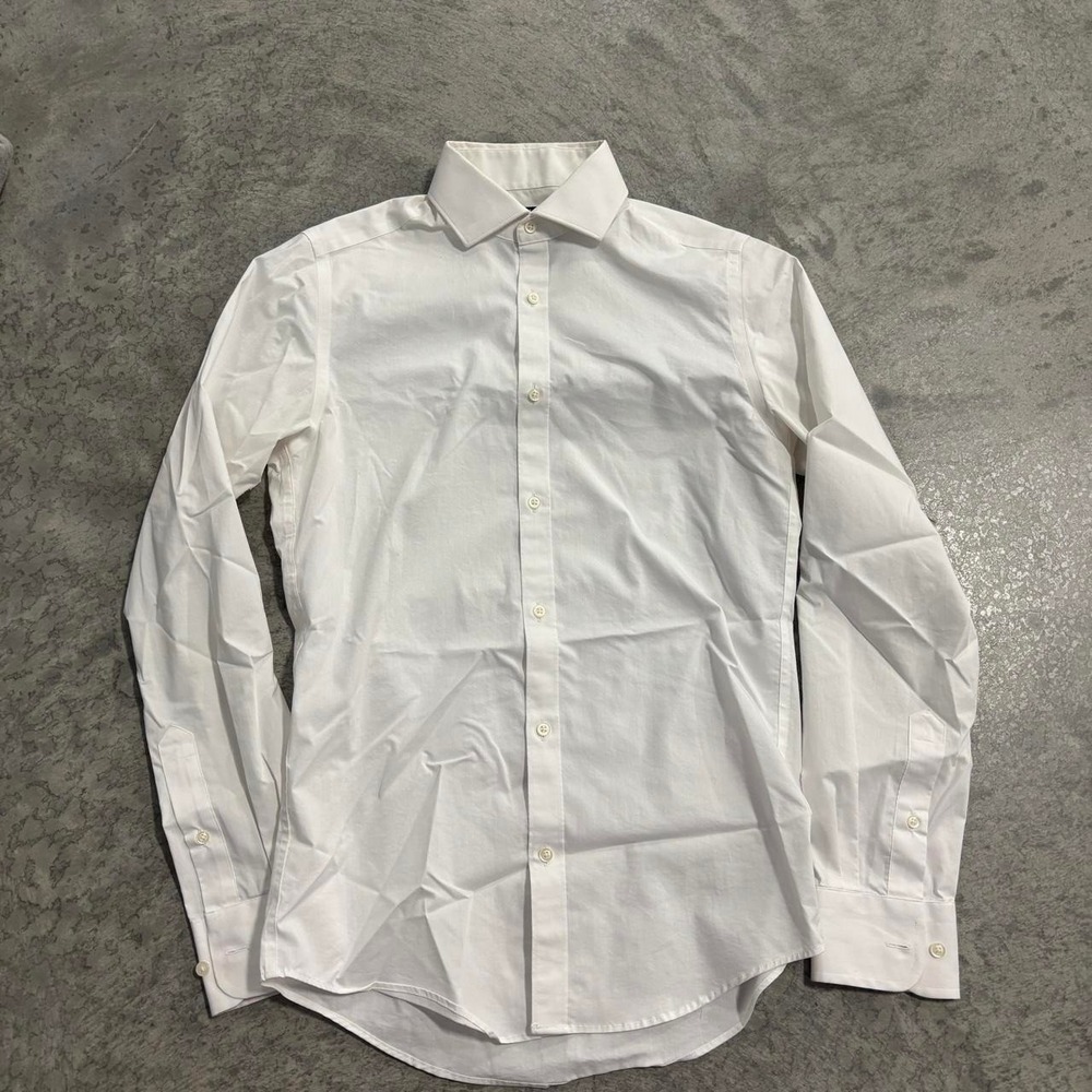 Egara White Button Up Shirt Skinny Fit Cotton Blend Size 14